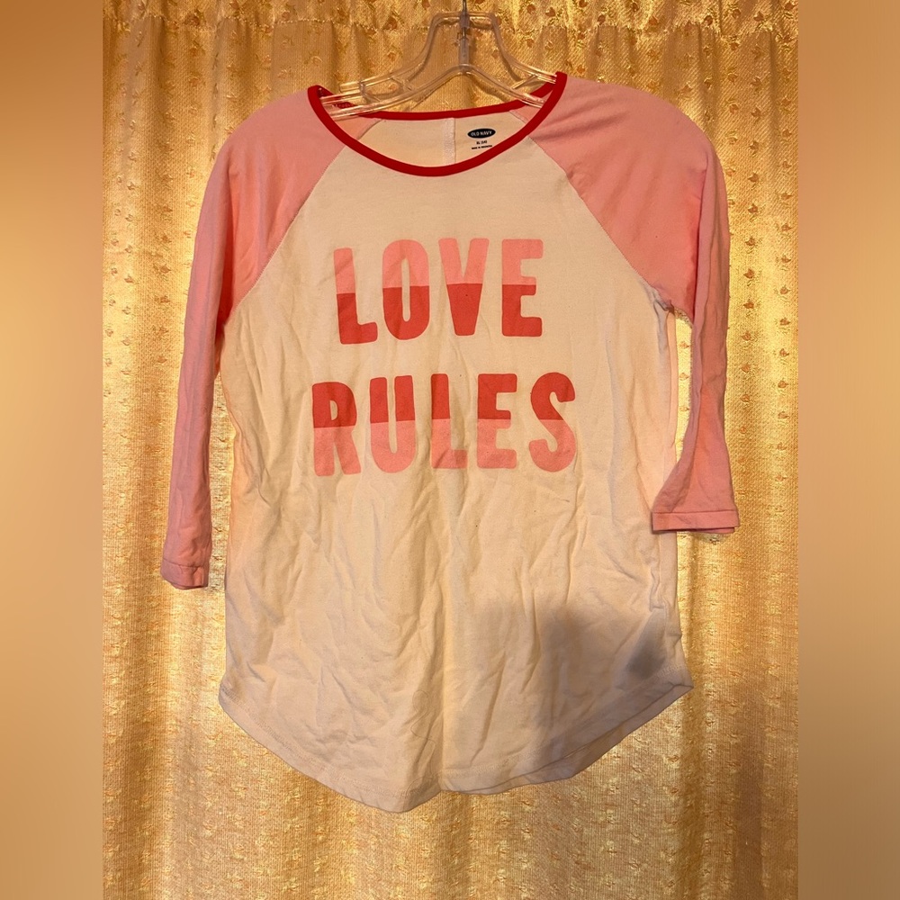 Old Navy “Love Wins” kids’ shirt, size XL, barely worn, good used condition